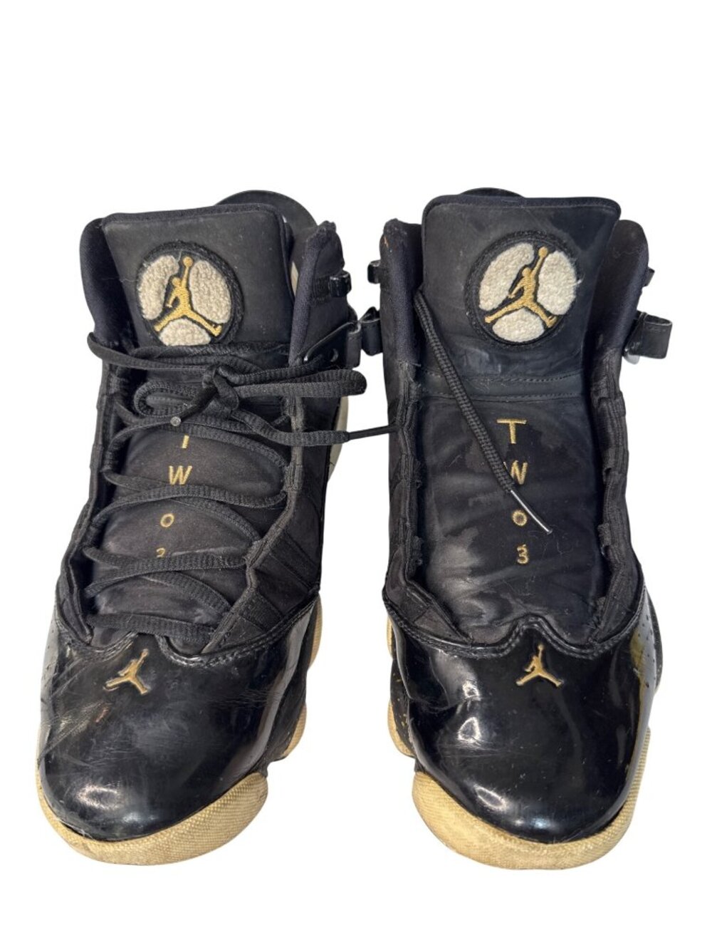 Rare Nike Air Jordan Retro 6 Rings Sneakers Black/Gold Speckle Mens Size 9 Pre-O